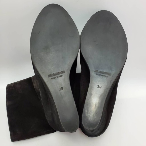 Jil Sander Platform Suede Wedge Boot Black Mid Calf Size EUR 39 - Picture 5 of 12